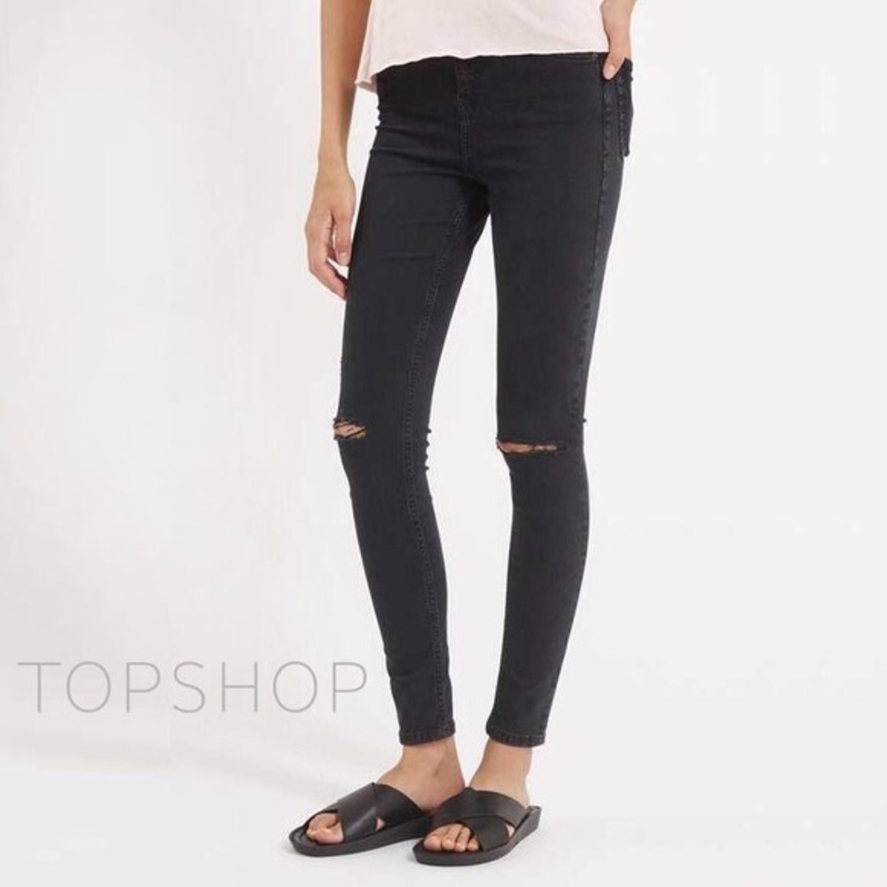 Black Topshop Jamie Moto Skinny Jeans